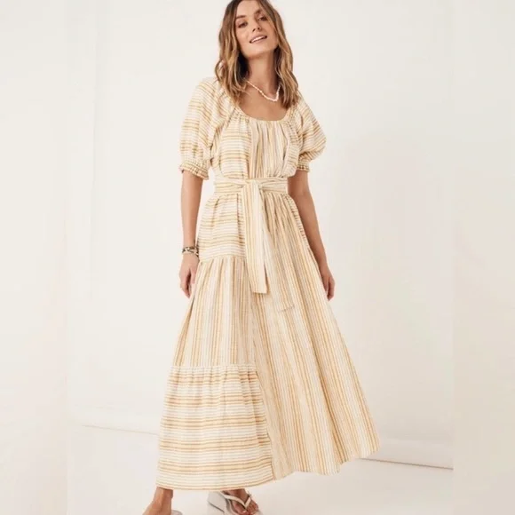 Spell the Gypsy lady palm gown - yellow and white striped - M - Picture 3 of 5